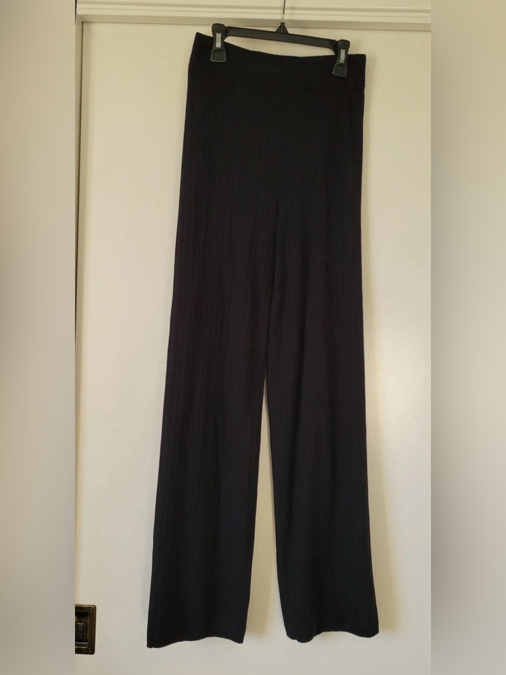 Abercrombie & Fitch Black Wide-Leg Ribbed Pants